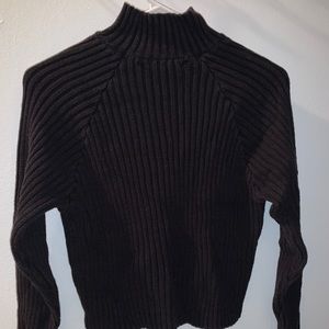 Cropped Black Mock Neck